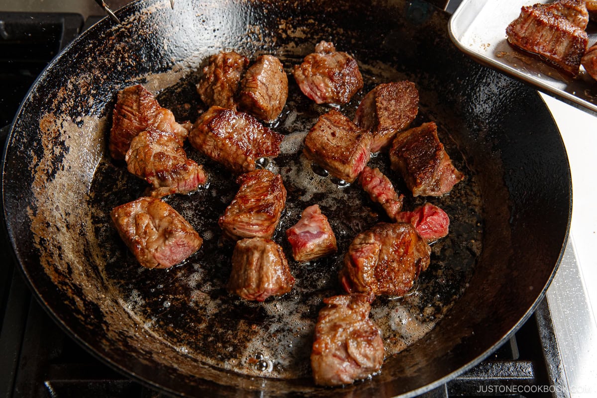 Sear the beef.